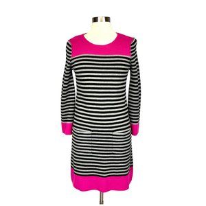 Eliza J Womens Striped Sweater Dress Pink Black Gray Pockets size Medium